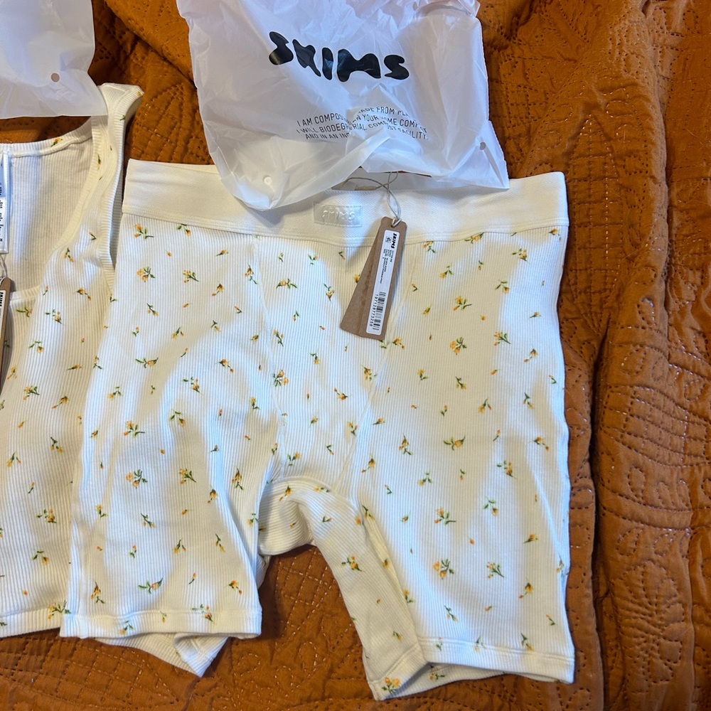Cotton rib tank and boxer marigold rosebud set